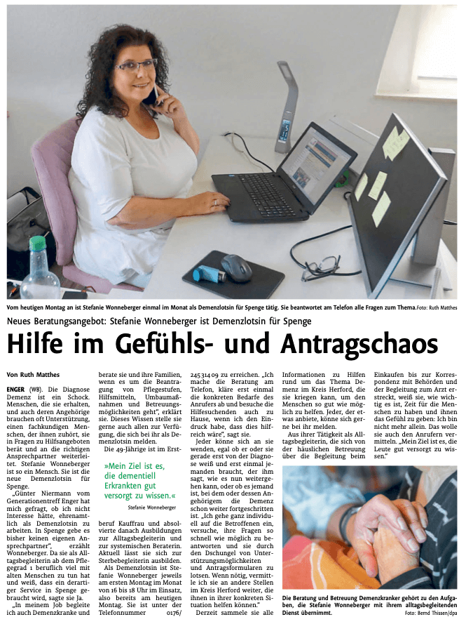 2022-08-01 - Zeitungsbericht Westfalenblatt - Demenzlotsin Spenge